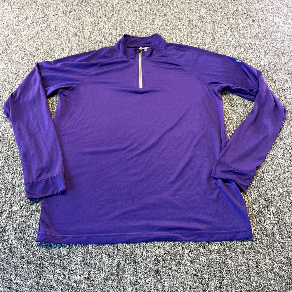 Under Armour Heatgear Shirt Mens Large Purple Loose Fit Raglan 1/4 Zip Training